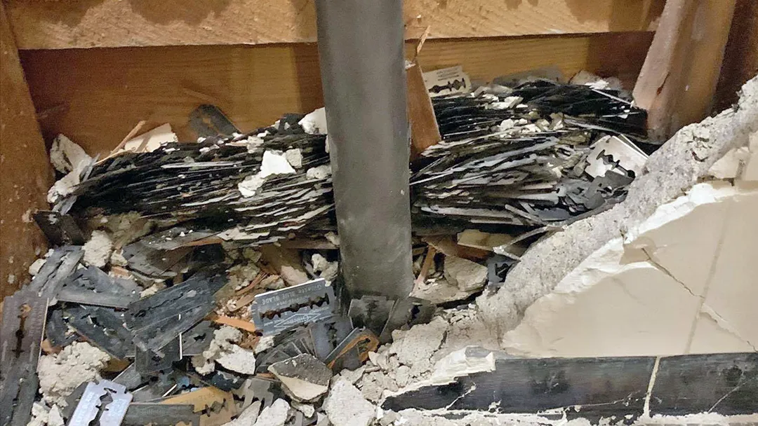 razor blade disposal in the wall