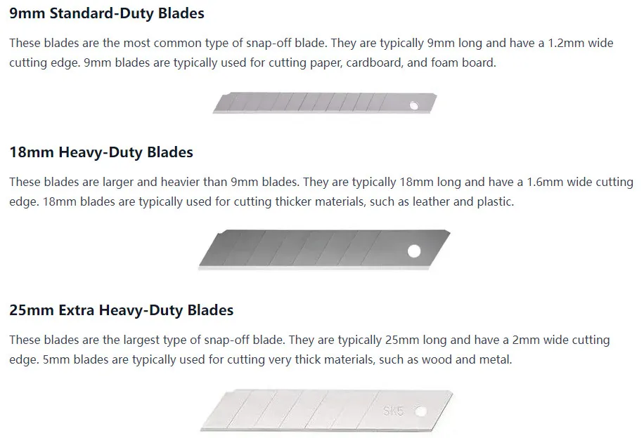 snap off in different size